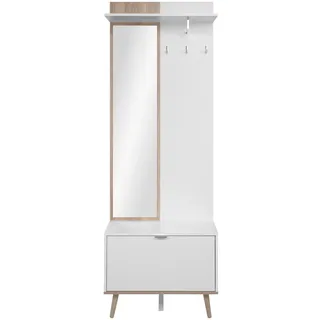 Finori Garderobe Göteborg 68 x 195 x 32 cm Weiß/Sonoma Eiche