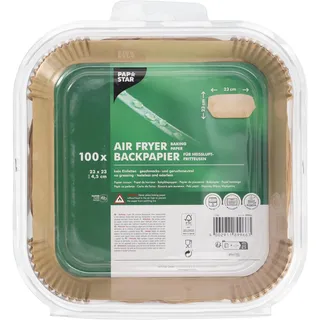 Papstar Backpapiere, 23 cm x 23 cm x 4,5 cm braun für Heißluftfritteusen,