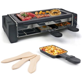 HengBO Raclette Grill für 2 3 Personen mit Antihaftbeschichtung Grillplatte 3 Mini Raclette Pfännchen, 700W Geschenke für Männer Frauen Beste Freundin