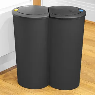 Spetebo Duo Abfalleimer 50 l Schwarz