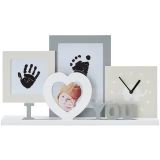 My Baby Lou Bilderrahmen , Grau, Weiß, Beige , Holzwerkstoff , rechteckig , 38.5x22x5 cm , RoHS , Bilder & Rahmen, Bilderrahmen, Bilderrahmen & Fotorahmen