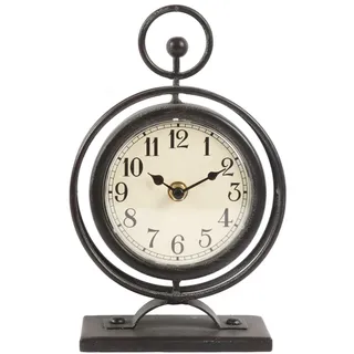 Jumbo Humble Kleine Vintage-Metall-Schreibtischuhr, dekorative Tischuhr für Wohnzimmer-Dekor, stille Kaminuhr, Bauernhaus-Regal-Dekoration, batteriebetrieben, 24,1 cm, Schwarz