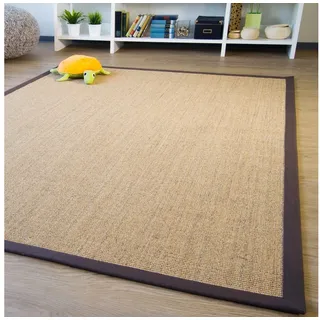 Steffensmeier Sisal Teppich Brazil mit Bordüre Farbe Natur dunkel braun Premium Qualität 100% Sisal, Größe: 300x400 cm