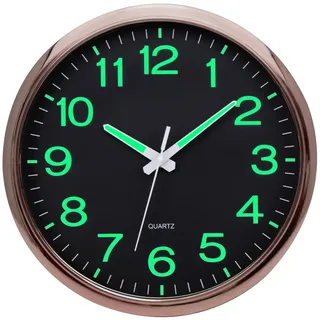 NESIFEE Beleuchtet Wanduhr Ohne Tickgeräusche Lautlos 30cm Groß Vintage Moderne Uhr Wand Wall Clocks für Wohnzimmer KüChe Schlafzimmer Büro Schule Kinderzimmer Bahnhofsuhr Badezimmeruhr (Gold)