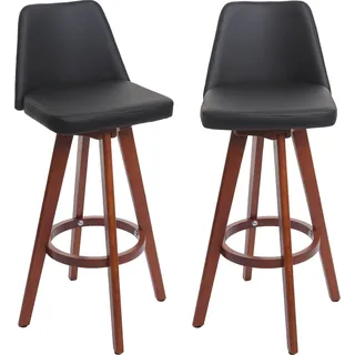 2er-Set Barhocker HWC-C43, Barstuhl Tresenhocker, Holz Kunstleder drehbar MVG-  schwarz - Schwarz