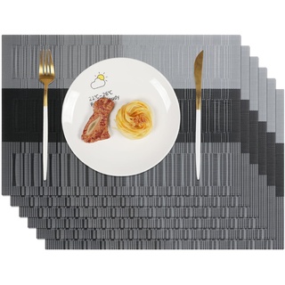 Famibay Platzsets Abwaschbar 6er Set Tischsets Platzsets Kunststoff Platzdeckchen Hitzebeständig Platzmatten Plastik Tischmatte rutschfest für Küche Speisetisch