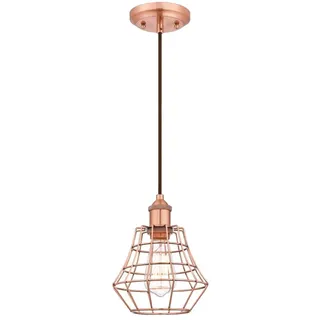 Westinghouse Lighting 61052 Nathan einflammige Pendelleuchte, für den Innenbereich, Ausführung gebürstetes Kupfer mit einem gewinkeltem Käfig-Lampenschirm, 18.99 x 18.99 x 153.67 cm