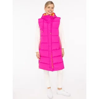 Steppweste ZWILLINGSHERZ "Smile", Damen, Gr. XL, pink (magenta), Steppware, Obermaterial: 100% Polyester, Basic knielang, ohne Ausschnitt, Westen Steppweste, Smile-Steppung hinten, Zippern seitlich, Kapuze, Kordelzug