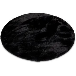 OTTO home Fellteppich »Guidel« rund 30 mm Höhe Kunstfell, Kuschelteppich, Uni Farben, super weich, Wohnzimmer, schwarz
