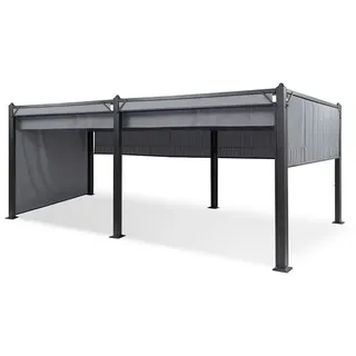 Blumfeldt Pavillon 3x4m, Rostfreier Metall-Pavillon mit Einziehbarem Dach, Pavillon Wasserdicht, Stabil & Winterfest, Langlebige Pergola Freistehend, Gartenpavillon mit UV-Schutz & Aluminium-Rahmen - Grau