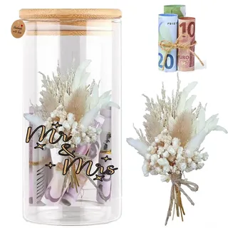 Yi'antai Geldgeschenk Hochzeit, Hochzeitsgeschenke für Brautpaare mit Trockenblumen, Hochzeitsgeschenk Geld, Kreative Geldgeschenke zur Hochzeit
