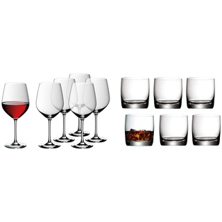 WMF Weinglas Rotweingläser Burgunder 6er Set easy Plus 23,5cm 700ml Kelch hochwertig edel Kristallglas & Whiskeyglas Tumbler Whiskybecher-Set 6-teilig easy Kristallglas 300ml