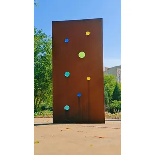 Edelrost Garten Sichtschutz aus Metall Rost Gartenzaun Gartendeko Edelrost Sichtschutzwand mit Glas 032168-2, B75 H150cm