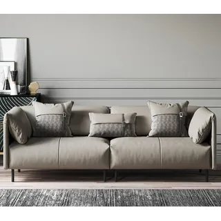 Design Italienische Möbel Big xxl 3 Sitzer Couch Leder Sofa Couchen Luxus Neu - Grau