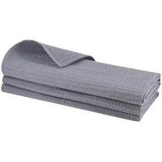 Gariella 3X Geschirrtuch aus 100% Baumwolle Waffel-Piqué in grau