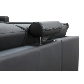 JV moebel Couch Ecksofa Leder Wohnlandschaft Garnitur Design Modern Sof L-Form Couchtisch schwarz