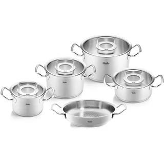 Fissler Original-Profi Collection/Edelstahl-Kochtopfset, 5-teilig, Töpfe mit Glas-Deckel (3 Kochtöpfe,1 Bratentopf 1 Servierpfanne) - Induktion