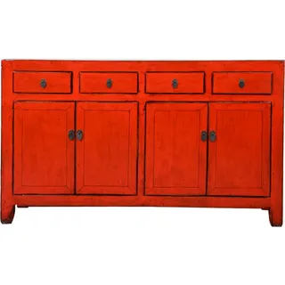 Fine Asianliving Chinesische Kommode chinesisches Sideboard chinesischer Schränke China Möbel Schrank Orientalischer Asiatischer 155x95x40 - Rot