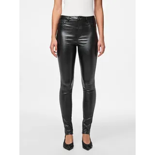 Jeggings PIECES "PCHIGHSKIN WEAR GLITTER JEGGINGS NOOS BC", Damen, Gr. M (38), N-Gr, schwarz detail:glitter, Web, Obermaterial: 77% Viskose, 20% Nylon, 3% Elasthan, Glitzermuster, unifarben, skinny fit knöchellang, Hosen Jeggings, mit Glitzer-Effekt