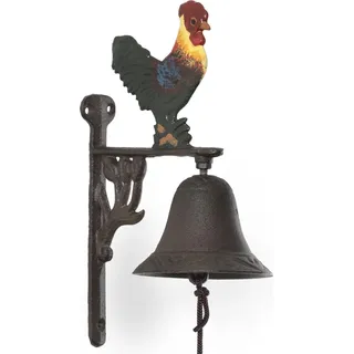 Moritz Türglocke Glocke Hahn Huhn bunter Kopf Bauernhof Wandglocke Gartendeko Gusseisen Rustikal Antik Design Stil Retro Klingel - Schwarz
