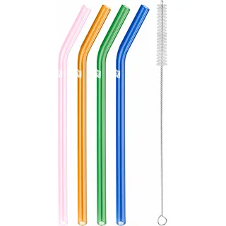 Zwilling »Sorrento« Vier Glasstrohhalme, Borosilikatglas, gemischte Farben, gebogen