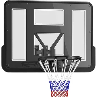 SPORTNOW Basketballkorb mit Rückwand für Outdoor & Indoor, Basketballbrett mit Ø45 cm Stahlkorb und Netz, Wandmontage, Basketball Board für Erwachsene - Schwarz