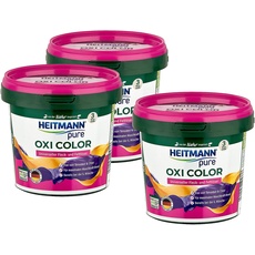 HEITMANN pure Oxi Color: Extra starker Fleckenlöser für Buntwäsche - Fleckenentferner ohne Chlor und Tensiden - 500g, 3er Pack