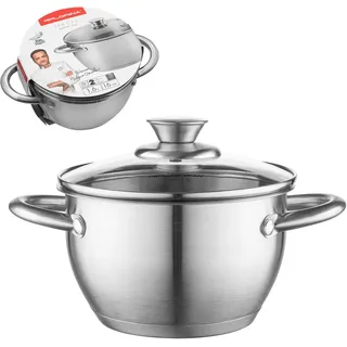 Topf Henry 16 cm – Edelstahltopf mit Deckel für Induktionsherde - Silber