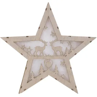 LED-Deko-Stern aus Holz Weihnachtsstern Adventsstern Weihnachtsschmuck Holzstern