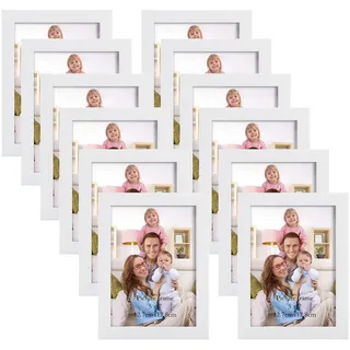 Giftgarden 12 Stück Bilderrahmen Set 13x18 cm für 18x13 Fotos und Bilder, Moderne Weiß Fotorahmen Collage, Wand- oder Tischaufsteller - Geschenk Freund