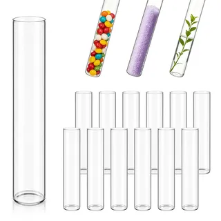 Forbabe 12 Stück Reagenzgläser, 30x100mm Reagenzglas mit flachem Boden | Glasröhrchen Reagenzgläser Borosilikatglas für Vase Blumen Pflanzen DIY-Handwerk