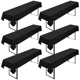 6 Stück Biertisch Tischdecke,für 50-70 cm Tischbreite, Schwarz Biertisch Biertischhussen Bierzeltgarnitur Rechteckige Tischdecken Waschbar 100x250cm für Gartenbankett-Gartenmöbel