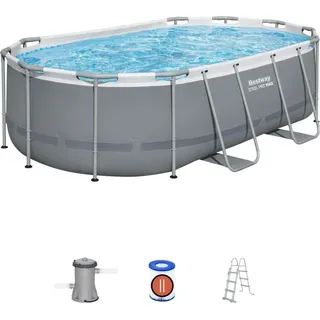 BESTWAY Aufstellpool-Set (Rohrform) – Steel Pro MAXTM – 427 x 250 x 100 cm – Oval