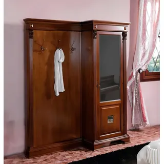 Flur Garderobe Set mit Schrank und Paneel Diele Landhaus Möbel - Braun