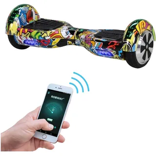 ROBWAY W1 Hoverboard | Elektroroller 700 Watt - 6,5 Zoll - 15 km/h - Bluetooth - LEDs - Soundeffekt - Smart Elektro Scooter - Jugendliche & Erwachsene - Bunt