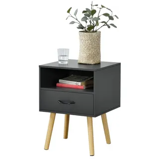 [en.casa] Beistelltisch Gävle Wohnzimmertisch 57 x 42 x 40 cm Nachttisch mit Schublade Sofatisch Nebentisch Kaffeetisch mit Ablagefach Dunkelgrau