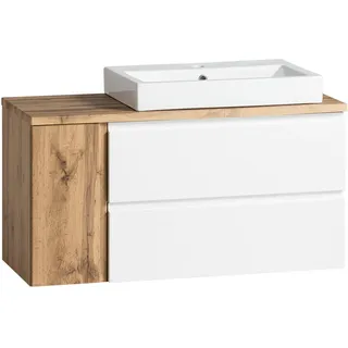 Held Waschtischkombi 2 Schubladen 105 x 65,5 x 47 cm Weiß/Eiche
