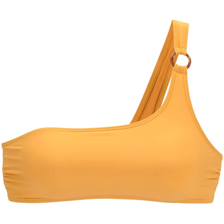 Bustier-Bikini-Top S.OLIVER "Rome", Damen, Gr. 42, Cup C/D, gelb, Microfaser, Polyamid, unifarben, Bikini-Oberteile Bustier-Bikini-Top, mit One-Shoulder-Form