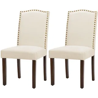 DUMOS Esszimmerstühle 2er Set, Elegant und Schön Modern Stühle Esszimmer, Leinenstoff Gepolstert küchenstühle, Kratzfester Boden Esszimmerstuhl Geeignet für Küche, Wohnzimmer, Schlafzimmer (Beige)