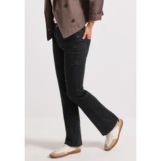 STREET ONE Bootcut-Jeans STREET ONE, Damen, Gr. 33, Länge 30, schwarz clean washed, Denim/Jeans, Obermaterial: 63% Baumwolle, 25% Polyester, 10% Viskose, 2% Elasthan, slim fit normal, Jeans Bootcut-Jeans, im Slim Fit, High Waist, Topseller