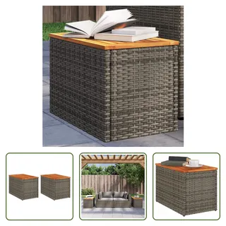 The Living Store Garten-Beistelltische 2 Stk. Grau 55x34x37cm Poly Rattan Holz - Grau