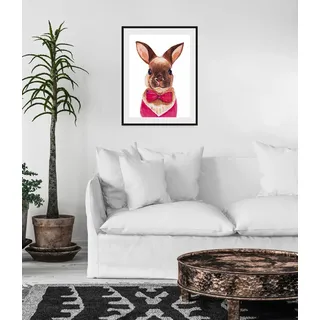 Bild QUEENCE "Ellie", pink (farbe rahmen: schwarz, farbe bild(er): pink, braun), B:50cm H:70cm, Acrylglas, Holz, Papier, Bilder, Bild, HD Premium Poster-Druck inkl. Holzrahmen