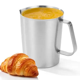 Messbecher Edelstahl 1500ml, Messbecher Mit Waage Skala, Milchkännchen Edelstahl Für Backen Küche, Tropfschutz Robust