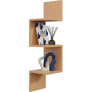 Eckregal Buche – elegantes Hängeregal für Bücher und Deko, stabile Wand-Eckablage für Wohnzimmer, Küche und Arbeitszimmer