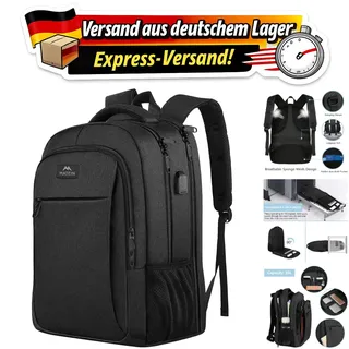matein Rucksack Herren, Groß Laptop Rucksack 17,3 Zoll Schulrucksack Laptoptasche mit USB Ladeanschluss Anti Diebstahl Business Arbeit Reisen Backpack Teenager Notebook College Tech Damen, Schwarz