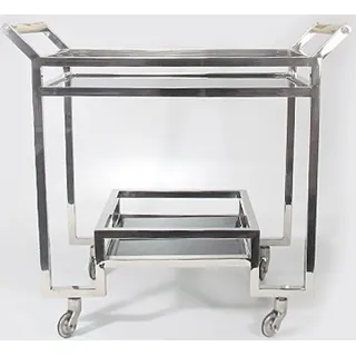 Casa Padrino Bar Trolley Servierwagen aus Messing vernickelt 74 x 40 x H. 69 cm - Hotel & Restaurant Einrichtung Möbel - Gold