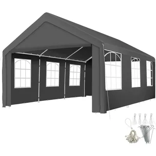 Tectake Pavillon 6 x 4 m inkl. 4 Seitenteile Grau