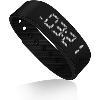 Schrittzähler Pedometer Einfach bedienung Fitness Armband Fitnessarmband mit Uhr Kalorienzähler Schrittmesser Ohne Bluetooth Aktivität tracker Kalorien Zähler Messer Test Ohne APP Zum Joggen, Schwarz