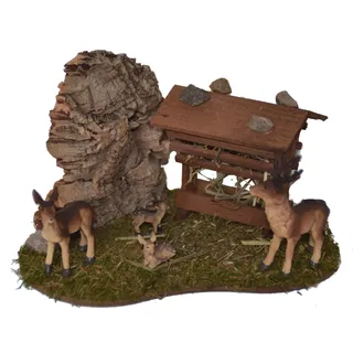 Alfred Kolbe "Futterraufe mit Rehfamilie, Weihnachtsdeko", braun,