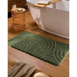 Wecon Home Badteppich Fiete, 80 x 150 cm, kiefern grün | Hoch-Tief-Struktur, waschbar 30°C, rutschhemmend